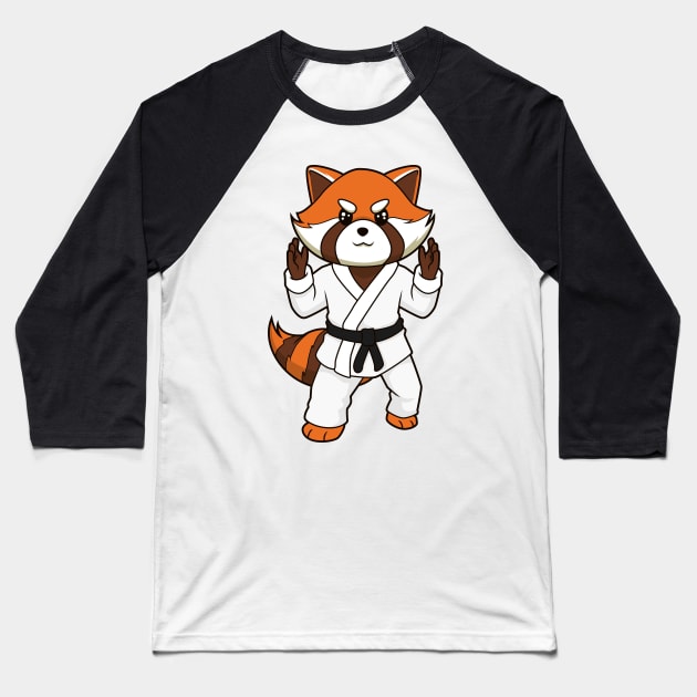 Cartoon red panda doing judo Baseball T-Shirt by Modern Medieval Design